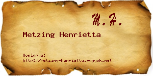 Metzing Henrietta névjegykártya